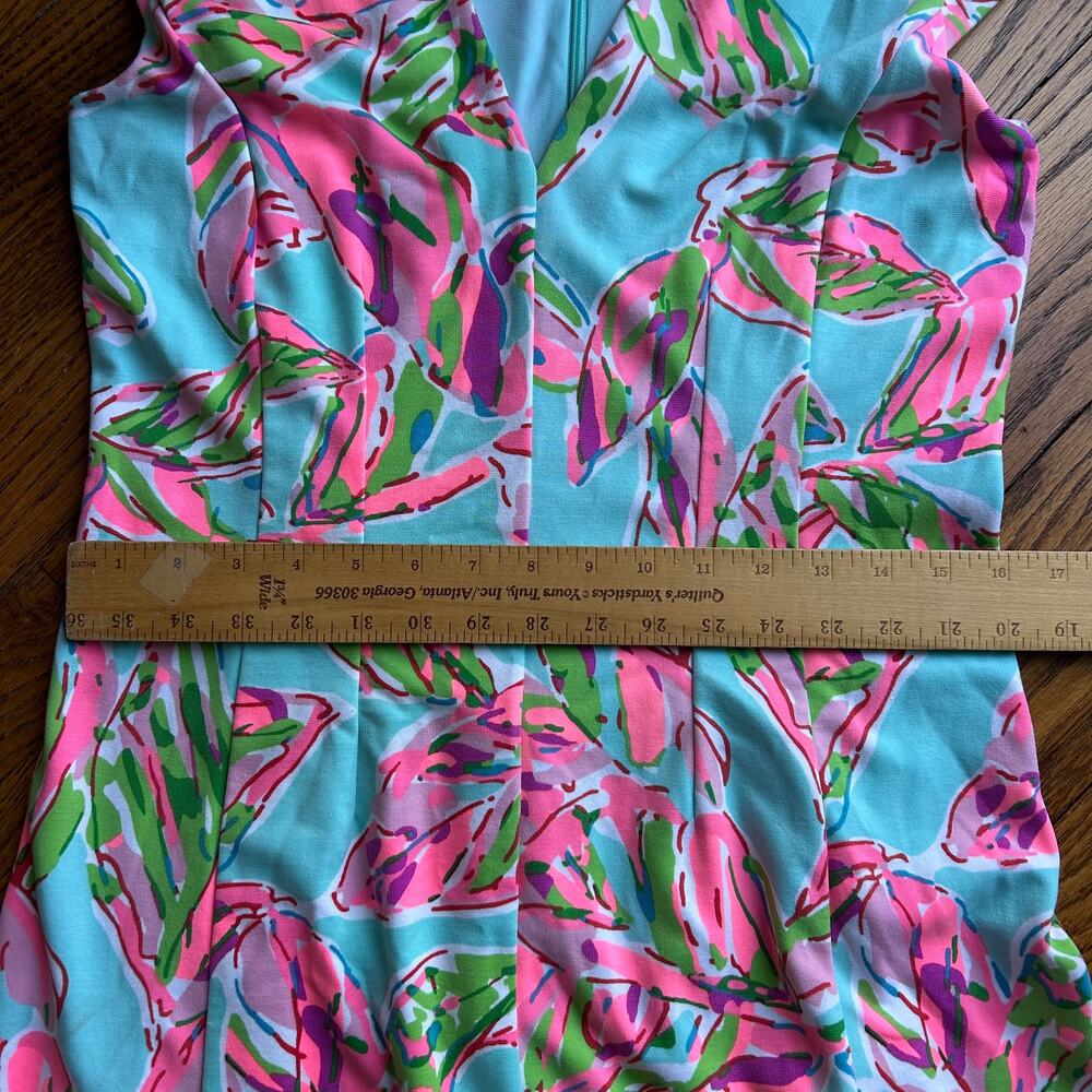 Lilly Pulitzer Briella In The Vias Fit & Flare Posh Ponte Pink Turquoise Dress M - Picture 12 of 14